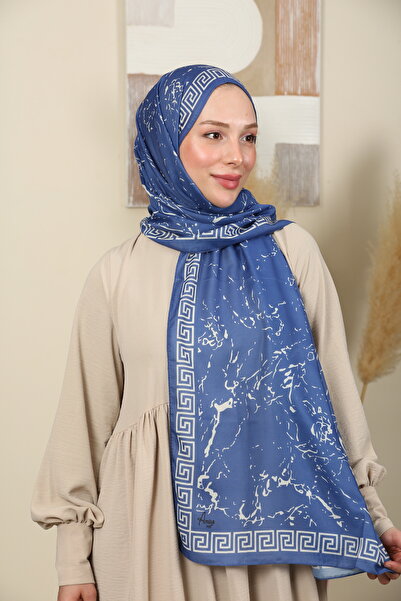 aldyoo Șal de tendință din bumbac cu model de marmură Indigo