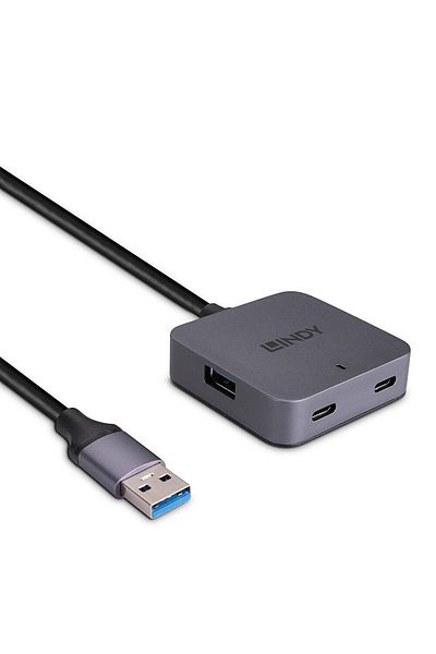 LİNDY 4 Port Hub, USB 3.2 / 3.1 Gen 1 / USB 3.0 interface, length 5m, bandwidth support