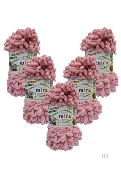Mira 5 Rolls of Puffy Wool Yarn for Blankets and Bedspreads