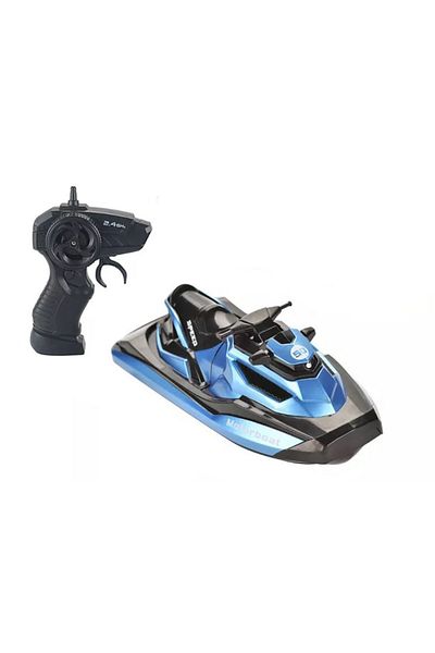 LUDIRO Remote Control Boat, Skijet, Scale 1:47, Dual Motor, Blue