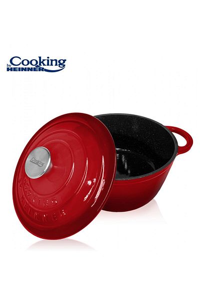 Heinner ENAMELLED CAST IRON PAN+LID 22X9.5CM, 2.9L, RED LINE, COOKING BY