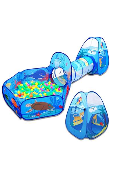 LUDIRO Σκηνή παιχνιδιού με τούνελ και πισίνα, κατάλληλη για νηπιαγωγείο ή σπίτι, διαδραστική, με θαλάσσιο σχεδιασμό