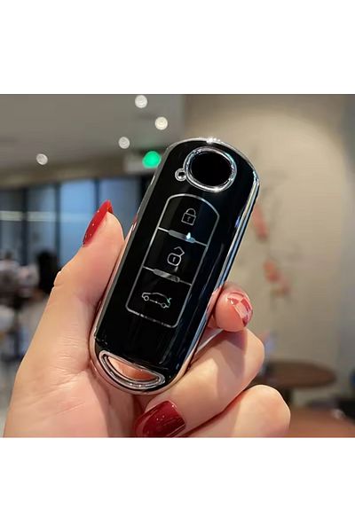 emii auto spare parts Key Case Cover for Mazda 2 3 6 Atenza Axela Demio Cx-5 Cx5 Cx-3 Cx7 Cx-9 Black/Gray with 3 Keys
