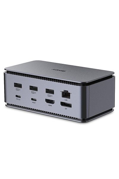 LİNDY Docking station Lindy, interfete: USB-C la 6x USB-A/ 1x USB-C/1x RJ45/ 1x DisplayPort/1x HDMI/