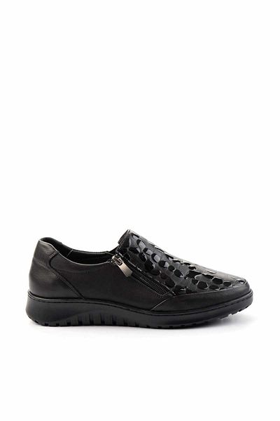 Bambi Schwarz Schwarz Leder Damen Freizeitschuhe K01331057003