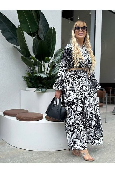 fly just Women's Plus Size Collar Button Spanish Sleeve Casual Cut Woven Viscosse Dress