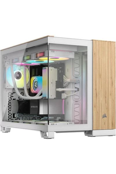 Corsair Carcasa 2500X Micro ATX Dual Chamber White/Bamboo Wood