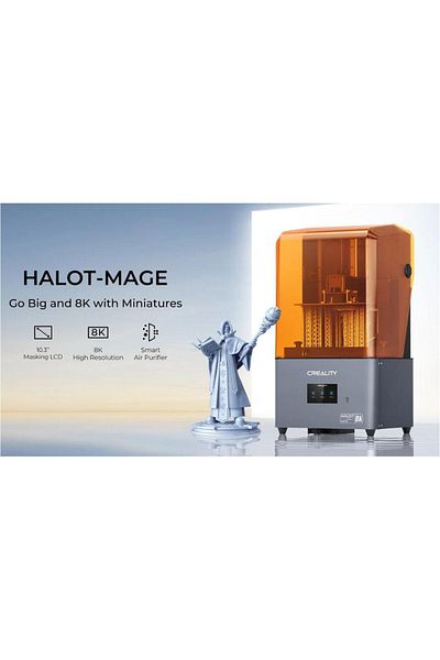 Creality Halot-MAGE 3D printer with resin, SLA technology, Stereolithography, 100W power supply, dime