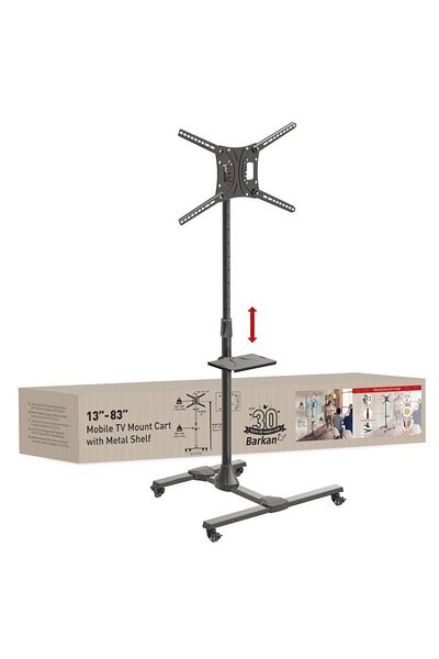 Barkan Mobile floor stand for flat/curved TV + metal shelf for laptop, 32 - 83, VESA