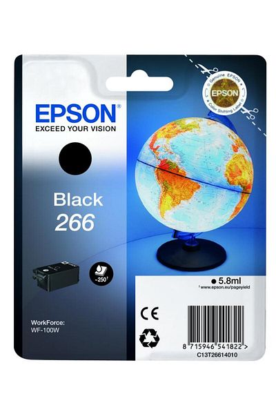 EPSON Ink cartridge 266 black, singlepack, for WorkForce WF-100W.
