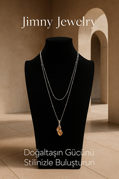 JİMNY JEWELRY قلادة من الفضة اللامعة ذات القطع المخصصة من السترين من بيلوت