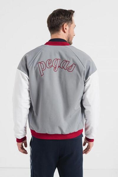 Pegas , Μπουφάν bomber με μανίκια raglan, Σκούρο κόκκινο, Λευκό οπτικό, Σκούρο γκρι, L