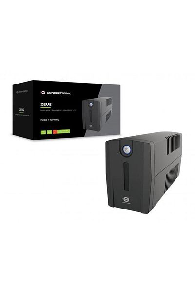 CONCEPTRONIC ZEUS02ES 850VA 480W UPS, Schuko x 2, HID USB, RJ45 In/Out, AVR, 96 x 286 x 138 mm
