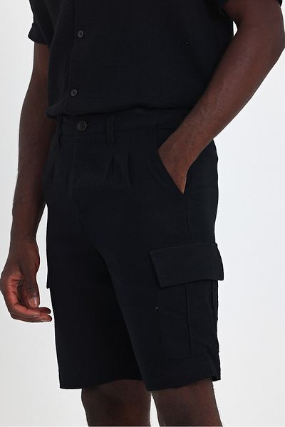 İLKCET MODA Ανδρικό σορτς Cargo Pocket Muslin Linen