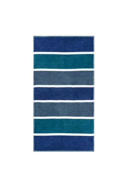 BREZIUM Beach towel made of cotton, perfect for sea and pool, Blue/White, 150x75 cm, BREZIUM