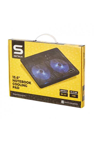 SERIOUX Cooling pad Serioux, SRXNCP007, Dimensions: 340*250*23mm, Maximum laptop compatibility: 15.6 in