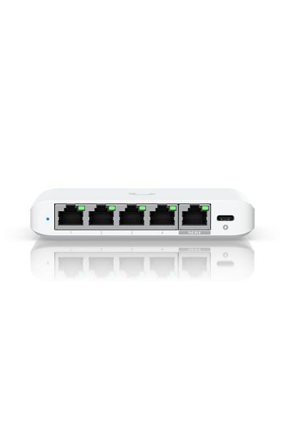 Ubiquiti USW-Flex-2.5G-5, 5 RJ45 1/2.5 GbE ports, 25 Gbps capacity, 1 power adapter