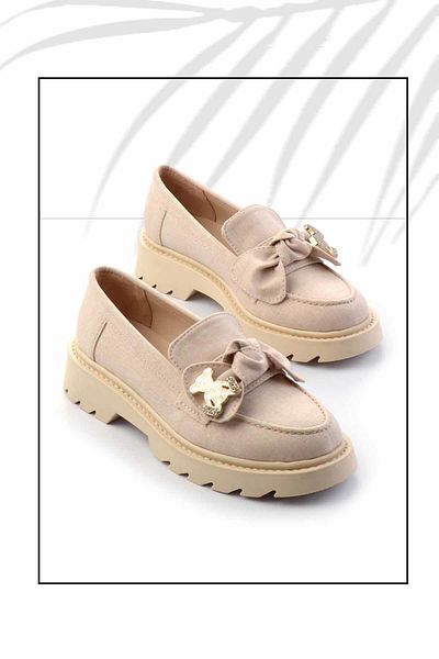 Bambi Бежови дамски мокасини K01246170804