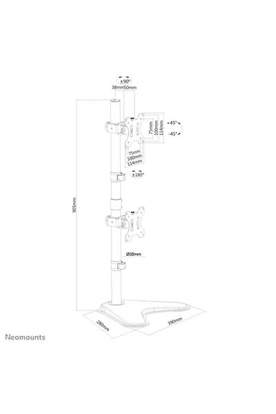 NEOMOUNTS Suport Monitor de Birou Dual, by Newstar FPMA-D550DDVBLACK, 10 - 32, VESA 100x100,