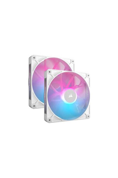 Corsair iCUE LINK RX140 Ventilatoare carcasă RGB albe de 140mm, Set de 2