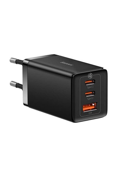 Baseus GaN5 PRO mains charger, Quick Charge 65W, 2 USB PD ports, 1 USB Quick Charge port,