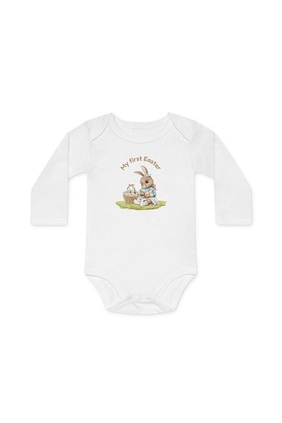 OEM Body Bebelusi, alb, Primul meu Paste, fetite, tematica Iepuras First Easter, marimea 68