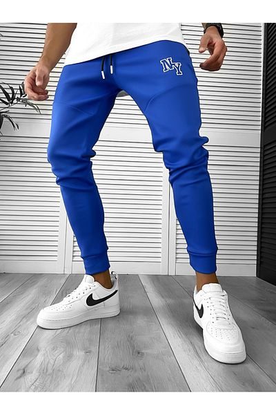 dehaine Men's sweatpants, slim fit, NY, 12347, blue