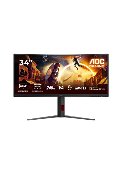Aoc CU34G4Z Monitor de gaming curbat UWQHD VA de 34 de inci, 240Hz, 1ms