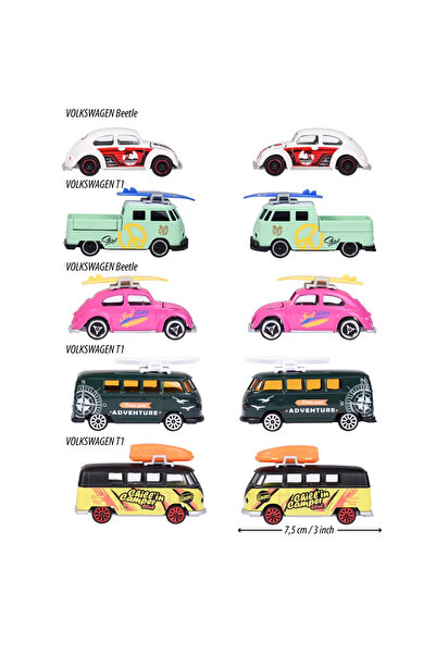 Simba MAJORETTE SET OF 5 METAL CARS VOLKSWAGEN 7.5CM