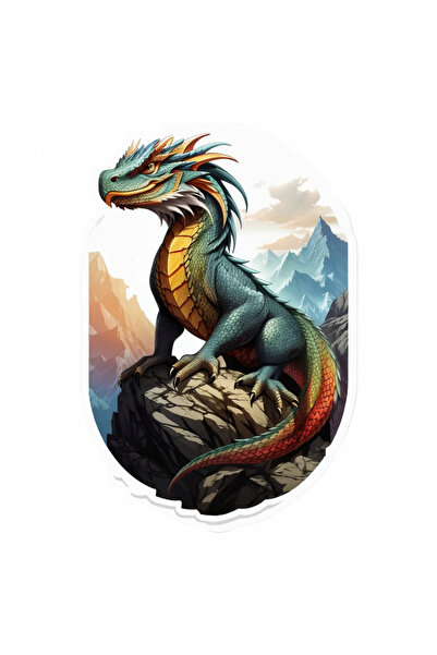 INOVATIX Set de 8 piese, autocolant creatură mitologică bazilisc pe stânci, I...