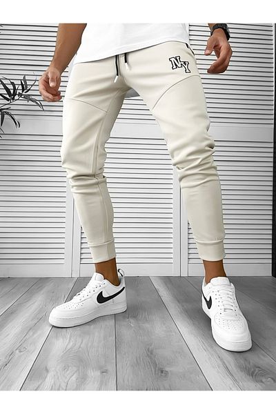 dehaine Men's sweatpants, slim fit, NY, 12347, beige