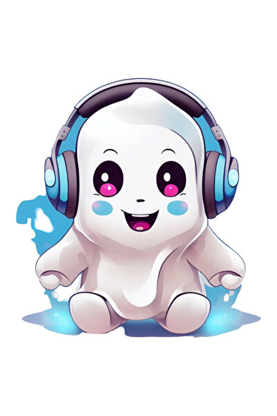 INOVATIX Set de 8 piese, autocolant Ghost cu căști, INOVATIX®. 6 cm