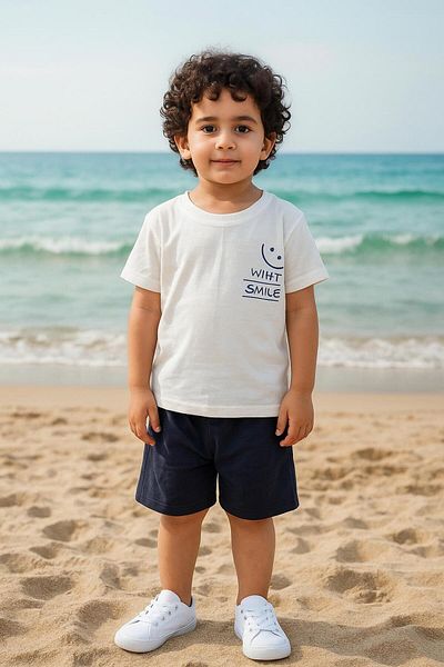 mb kids Smile Print Girls Boys Summer Shorts Set