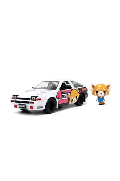 Simba JADA AGGRETSUKO METAL CAR SET AND FIGURINE AGGRETSUKO AND TOYOTA TRUENO SCALE 1:24