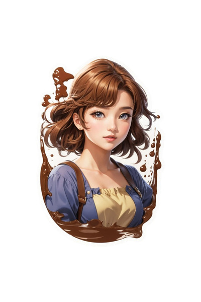 INOVATIX Set de 8 bucăți, autocolant fată cu păr de ciocolată, INOVATIX®. 6 cm