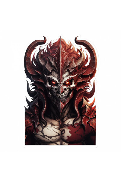 INOVATIX Set de 8 piese, autocolant Demon Belial în flăcări, INOVATIX®. 6 cm