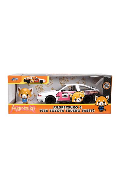 Simba JADA AGGRETSUKO METAL CAR SET AND FIGURINE AGGRETSUKO AND TOYOTA TRUENO SCALE 1:24
