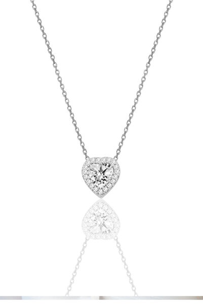 Sahira Jewelry Kalp Tektaş Gümüş Kaplama Kadın Kolye