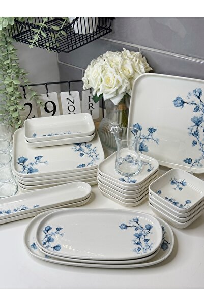 dunyazuccaciye Anemon 29 Parça 6 Kişilik Porselen Kahvaltı Takımı