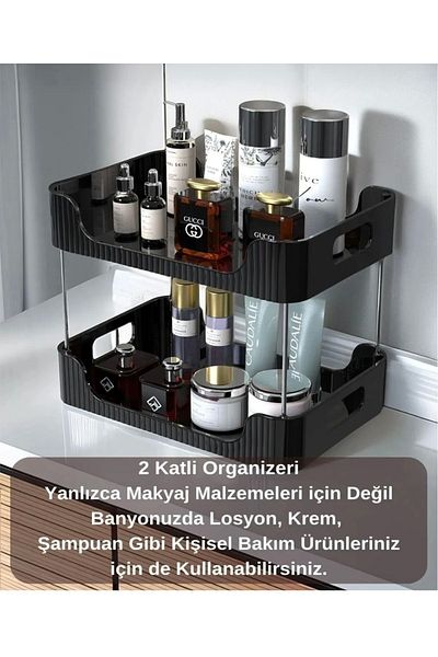 holy 2 Tier Makeup Organizer Multi-Purpose Bathroom Shelf Kitchen Organizer