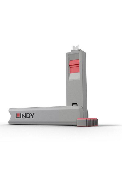 LİNDY USB Type C Port Blocker Key, pack of 4, dimensions 14.52x112.5x11.25mm, pink