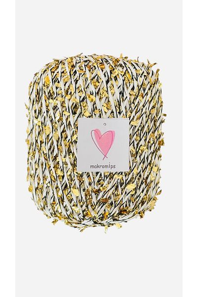 Makromİps Premium metallic confetti paper raffia yarn (50gr/m+-5) glittery shiny evening polyester bag hat knitting yarn