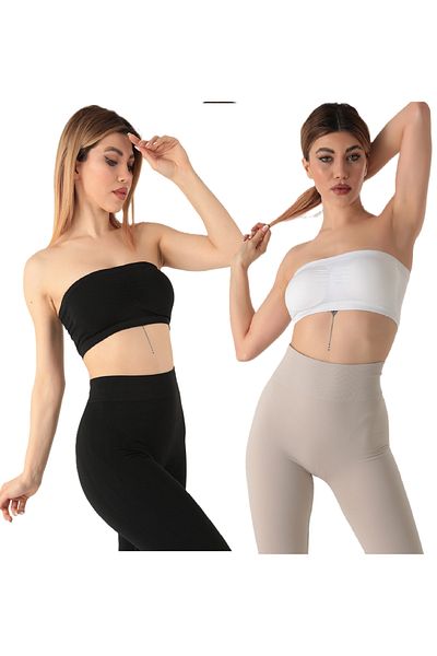 Doremi Seamless Strapless Strapless Padded Bustier 2-Piece Black - White