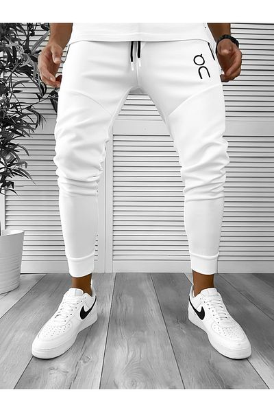dehaine Men's slim fit sweatpants, made of nylon, 12260, white