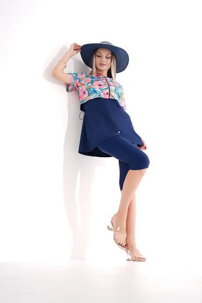 Paleys Mayo Semi-Covered Hijab Swimsuit Suna Çiçek