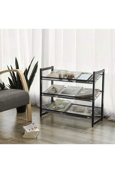 SONGMICS Shoe storage rack, Songmics, 3 shelves, metal, black, 74x30.7x62.8 cm