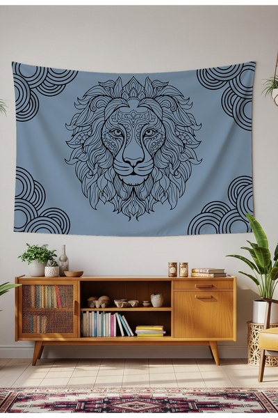 GREENDECOR لوحة جدارية من Lion Arslan Mandala، سجادة جدارية، ديكور جداري، غطا...