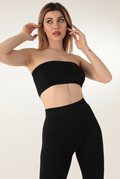 Doremi Seamless Strapless Strapless Padded Bustier 3-Piece Black White Skin