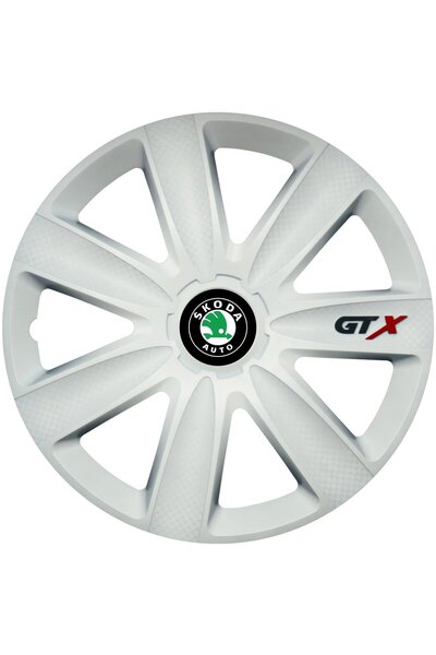 Autohelix MSA Set de 4 capace de jantă GTX albe R16, compatibile cu Skoda