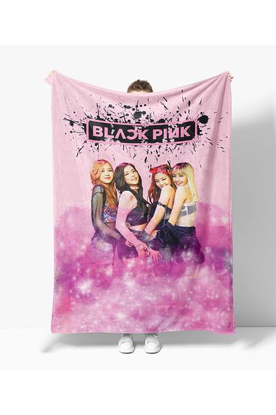 Erays Home Black Pink Patterned Digital Printed Fleece Tv Blanket Single Blanket